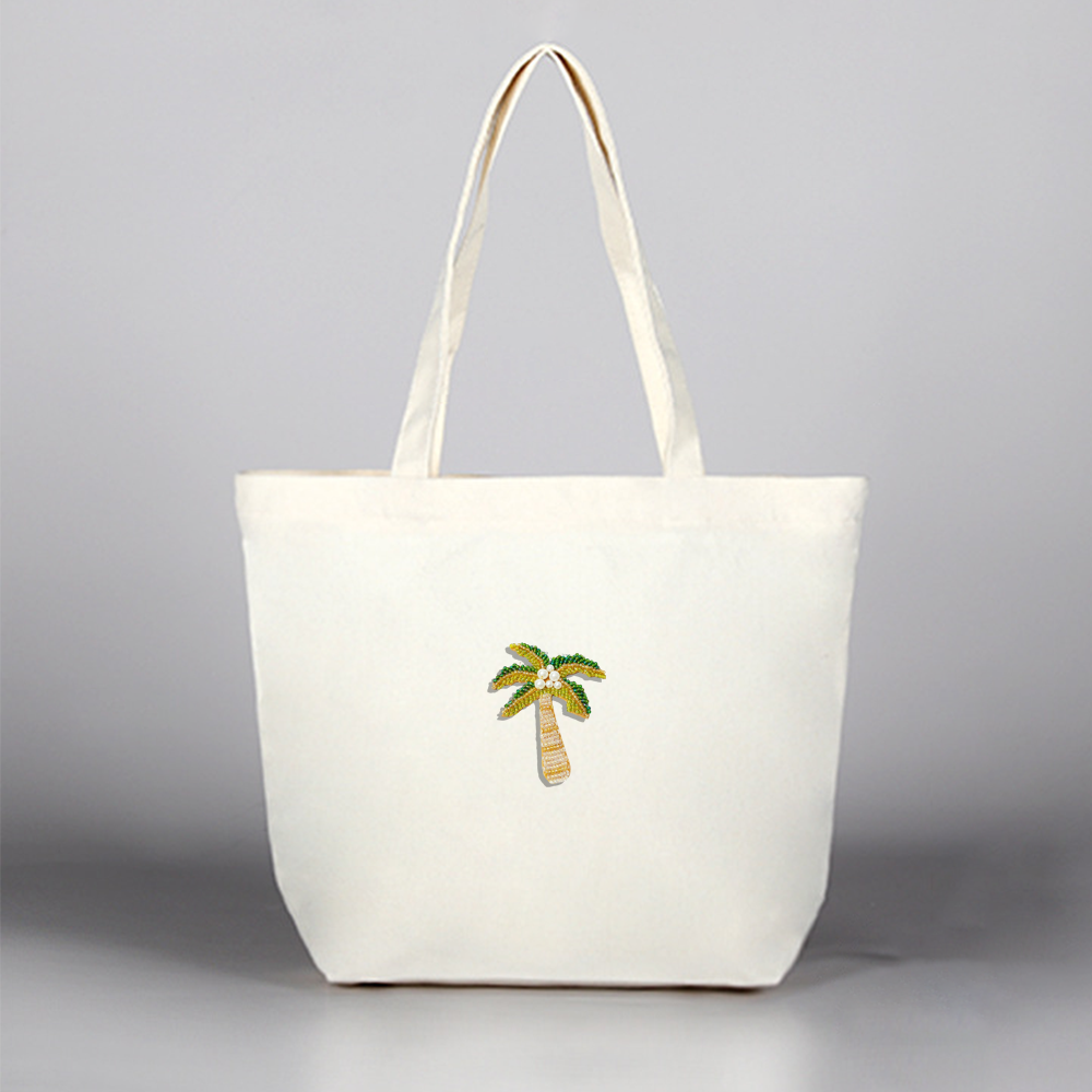 Sac en toile blanche + patch cocotier