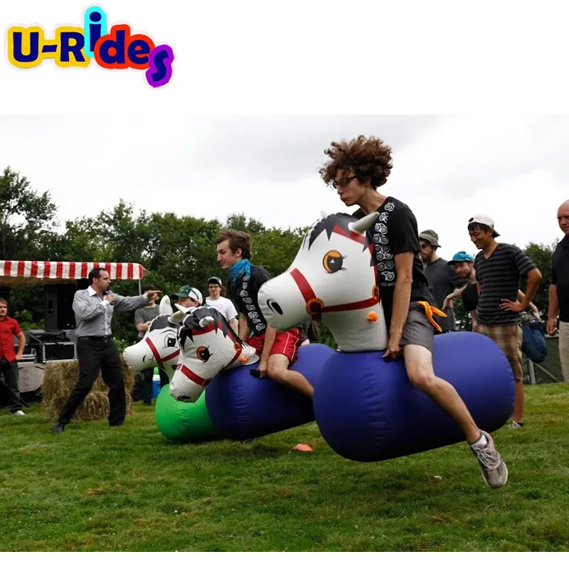 1.4m long Funny derby inflatable horse racing game airtight inflatable riding pony horse For kids