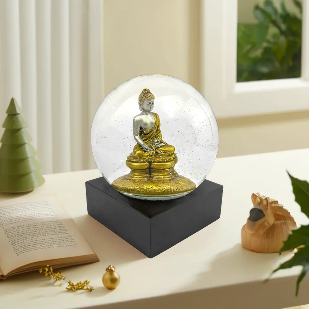 Artigianato in resina 3D di Buddha artificiale Snow Globe decorazione religiosa Souvenir per la decorazione della casa di natale globo d'acqua
