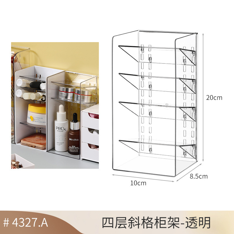 Four-tier slanted shelf - transparent - 1 unit