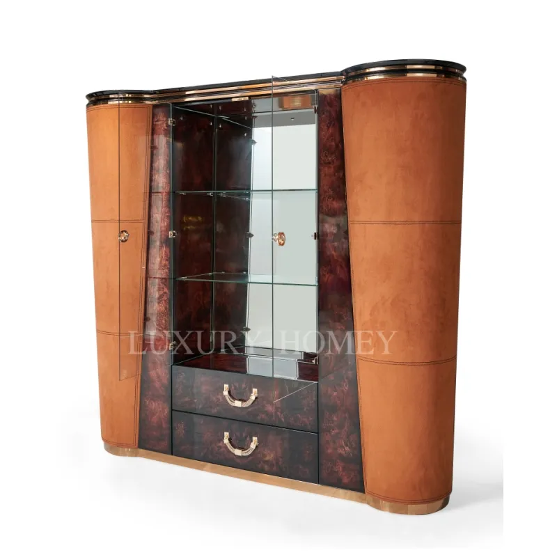 Gabinete de roble americano de lujo Gabinete de vino de madera con muebles de vidrio Diseño moderno