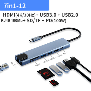 Porta di rete Ethernet americana 8 in 1 RJ45 PD USB 3.0 tipo di porta tipo tipo C a Hub USB Hub USB C adattatore 3.0 per PC portatile Mac pro - Product Image 5