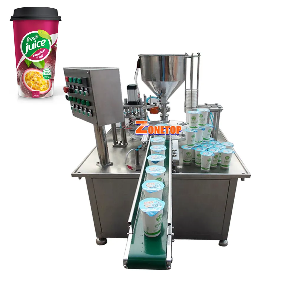 K-kahve fincanı dolgu makinesi/süt çay bardağı yapma makinesi/turuncu meyve suyu fincanı sızdırmazlık makinesi