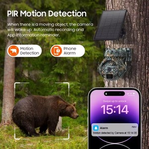 3MP Q55 Anti daño Granja Camuflaje al aire libre Bosque inalámbrico 4G Caza IR Cámara de energía solar Seguridad Visión nocturna Cámaras PIR - Product Image 3