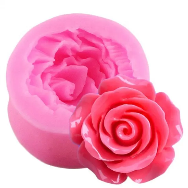 DLW060 venta al por Mayor 3 estilos flor Rosa moldes de silicona de boda Cupcake Topper tarta Fondant herramientas de decoración