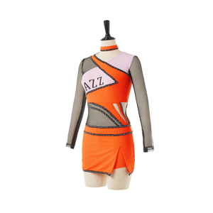 Custom Your Style Mesh <strong>Cheer</strong> Uniforms Jazz Performance Orange <strong>pink</strong> and Black Cheerleading Uniforms - Product Image 2