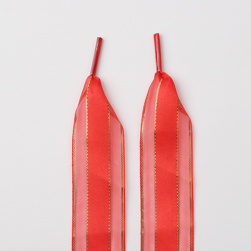 (red) bronzing striped shoelaces