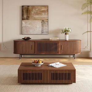 Hiện đại phòng khách hình chữ nhật Bàn cà phê Gỗ Óc Chó Màu Slatted Bàn cà phê phòng khách đồ nội thất trung tâm Bàn cà phê - Product Image 3