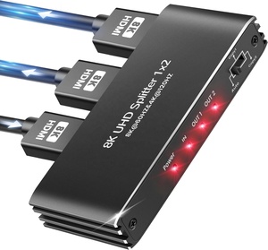 SYONG 8K para HDMI 2,1 Splitter Audio Video 1 2 Pantalla de monitor dual HDCP2.3 Compatible para Xbox PS4 Transmisión de video para Xbox
