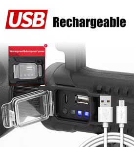Мощный USB перезаряжаемый тактический Аккумулятор, яркий светодиодный фонарик, прожектор для кемпинга с функцией Power Bank - Product Image 6