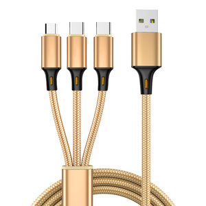 Hot Selling 3-in-1 Universal <strong>Charger</strong> <strong>One</strong> USB Multi-Use Charging Data Cable for Phone Micro USB Type C With Nylon Braiding - Product Image 1