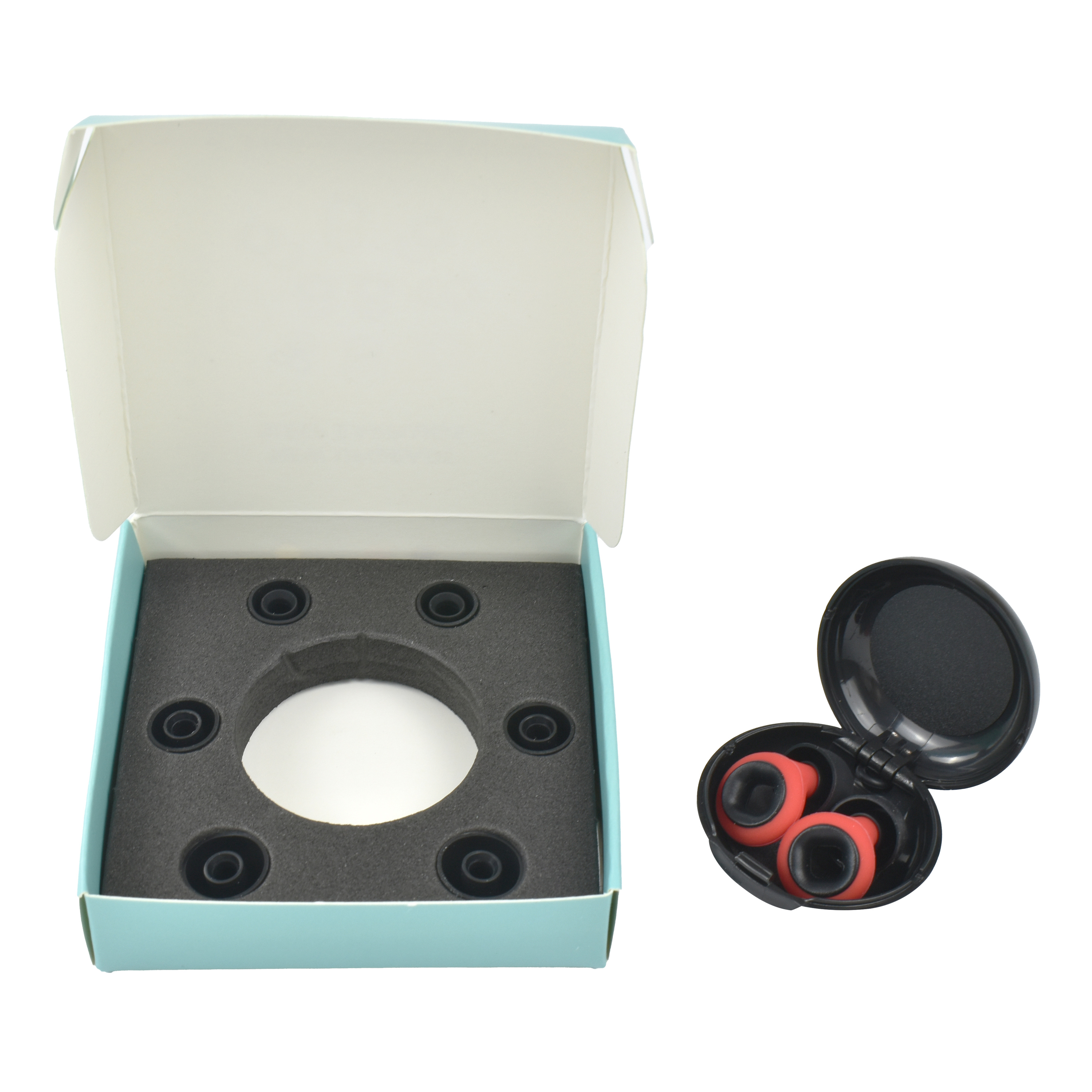 Pièce de cuivre de couleur rouge noire avec 3 paires de bouchons d'oreille