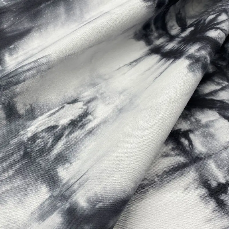 Stock prêt noir blanc armure toile 105gsm deux tons popeline personnalisée imprimée 100% coton tie dye tissu