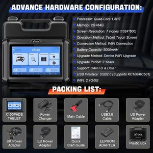 Neueste XTOOL X100 PADS Alle Systeme Diagnose Automotive IMMO/Schlüsselprogrammierung Auto-VIN eingebaute CAN FD DOIP 23+ zurücksetzen Service