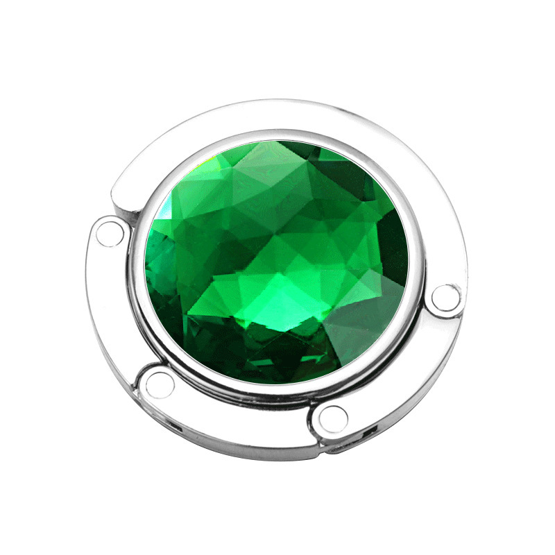 Gancho redondo plateado para bolso - taladro verde