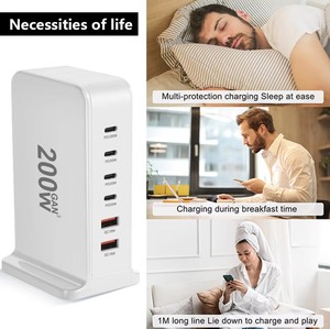 200W 6 portlu (4C2A) GaN USB-C şarj cihazı-dizüstü bilgisayarlar ve akıllı telefonlar için PD 100W & QC 18W ile kapsamlı hızlı şarj çözümü - Product Image 4