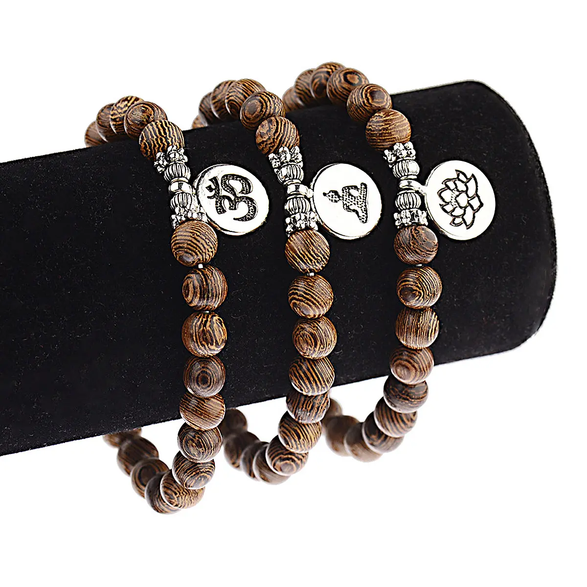 Vendita calda braccialetto di legno legno di sandalo naturale buddista Buddha Charms in legno braccialetto di perline preghiera viburno bracciali gioielli rosario