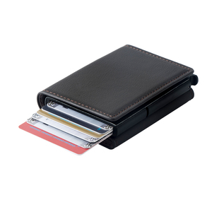 Push Up กระเป๋าสตางค์อลูมิเนียมผู้ถือบัตรเครดิต Rfid สมาร์ทกระเป๋าสตางค์ Deri Cuzdan หนังผู้ถือบัตรอัตโนมัติพร้อมตัวปิดแม่เหล็ก - Product Image 3