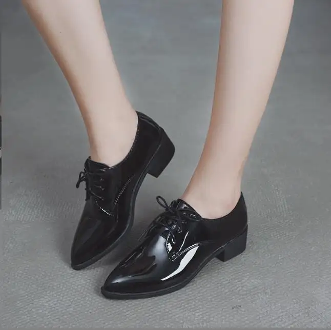 รองเท้าคัทชูส้นเตี้ยสไตล์อังกฤษสำหรับผู้หญิง,รองเท้าสำหรับใส่กลางแจ้งใส่ในฤดูใบไม้ผลิรุ่นใหม่