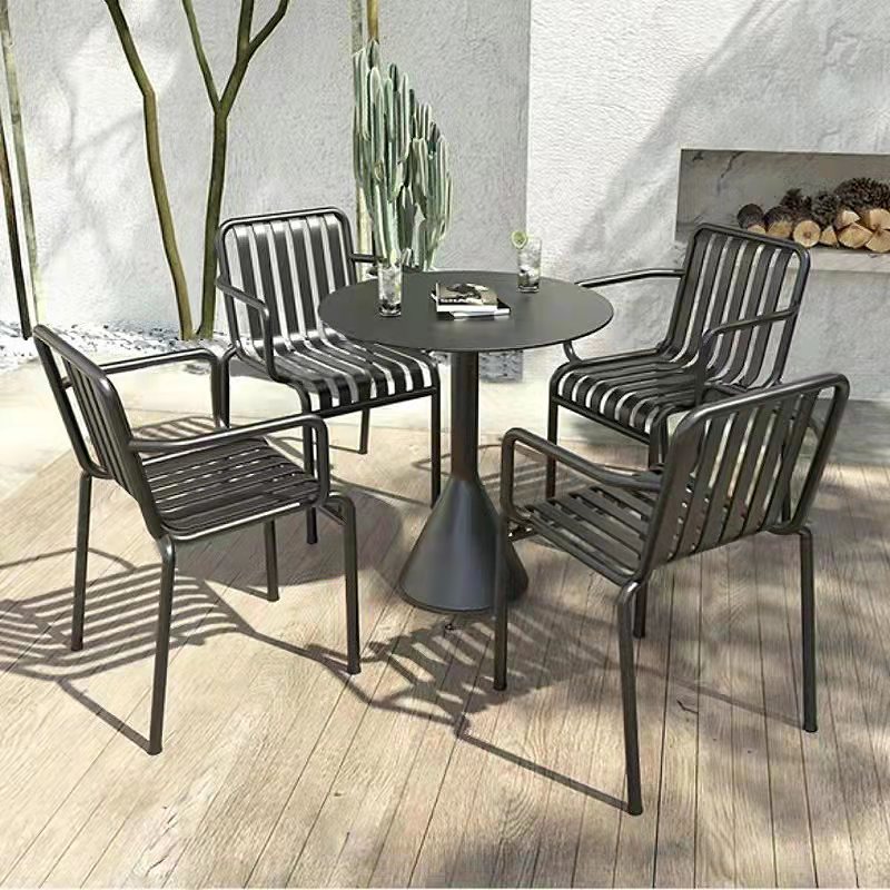Noir 90 diamètre une table et quatre chaises