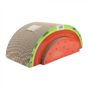 AFP Hot Sales Green Rush Set of 2 Watermelon Kiwi 2 in 1 Pet <strong>Cat</strong> <strong>Catnip</strong> Cardboard Scratcher