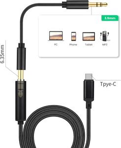 DAJIANG özelleştirilmiş USB C 6.35mm TRS ses kablosu PVC ceket AUX adaptör kablosu ile Stereo jak ses amplifikatörleri OEM - Product Image 4