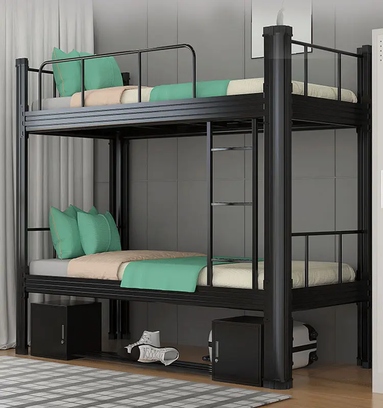 取り外し可能な二段ベッド、はしご付き大人用二段金属ベッド、収納付き二段ベッド