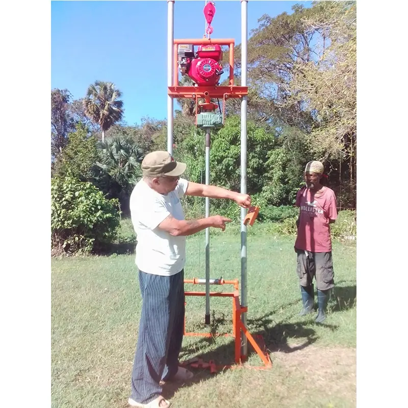 Máquina perforadora de pozo de agua portátil, pequeña, de gasolina, rotativa manual, 80m de profundidad