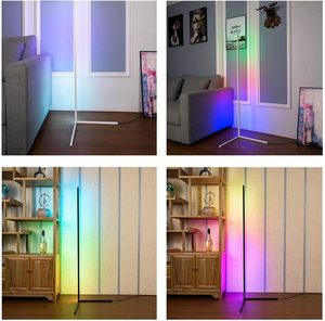RGB Smart LED lampada ad angolo con telecomando APP in metallo bianco pavimento 142CM musica sincronizzazione Multi funzione di illuminazione ambientale all'ingrosso - Product Image 6