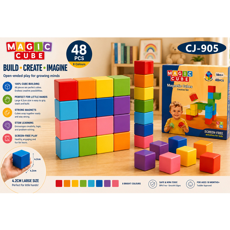 Cubes magnétiques CJ-905 - 4,2 cm - 48 pièces