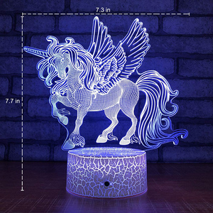 ペガサスユニコーンLedタッチリモコンクリエイティブギフトカラフルな3Dナイトライト - Product Image 1