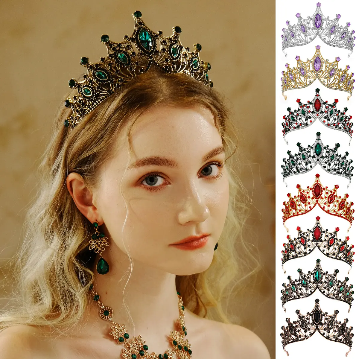 Accessori per capelli da sposa barocco reale Vintage corona da sposa principessa regina spettacolo di cristallo corona e diadema per regalo per feste