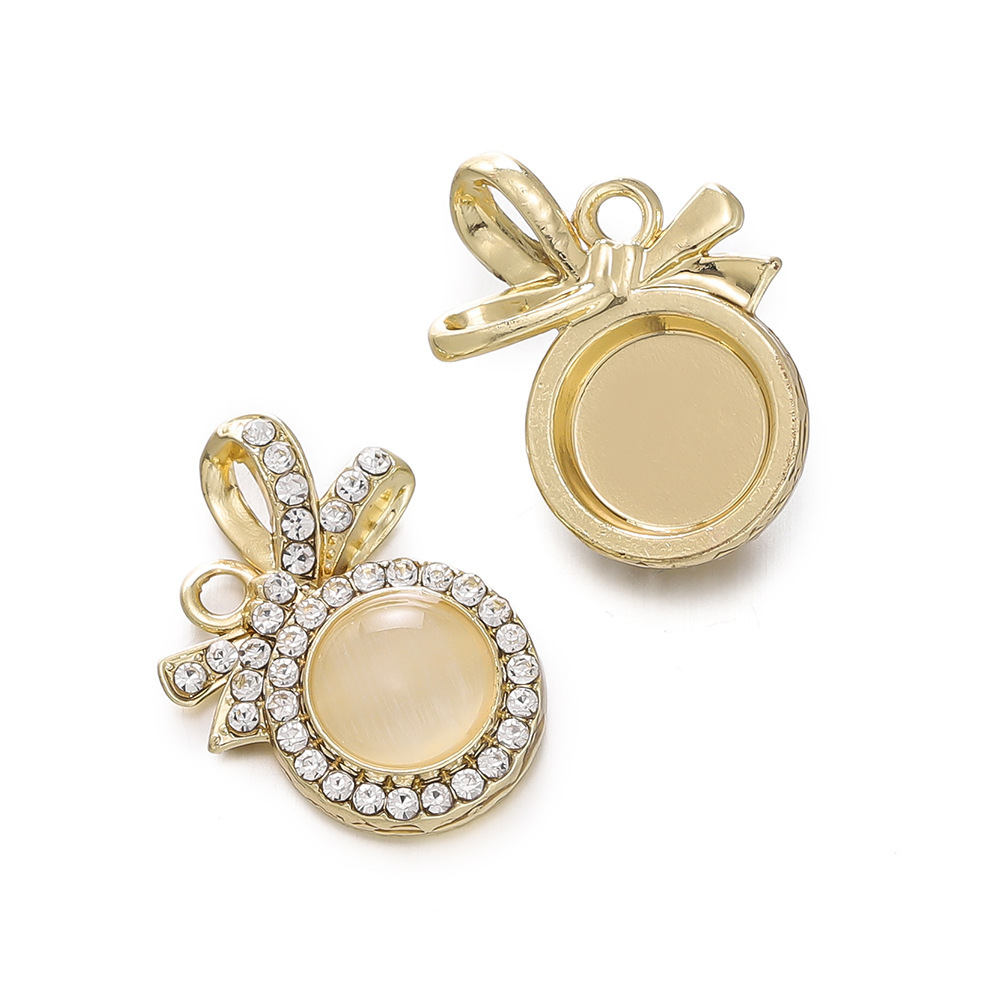 Pendentif Strass Oeil de Chat - Or et Blanc