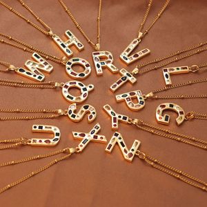 Toptan kişiselleştirilmiş özel altın kaplama paslanmaz çelik Dainty İlk A-Z mektuplar Rhinestone renkli harfleri harfleri - Product Image 2