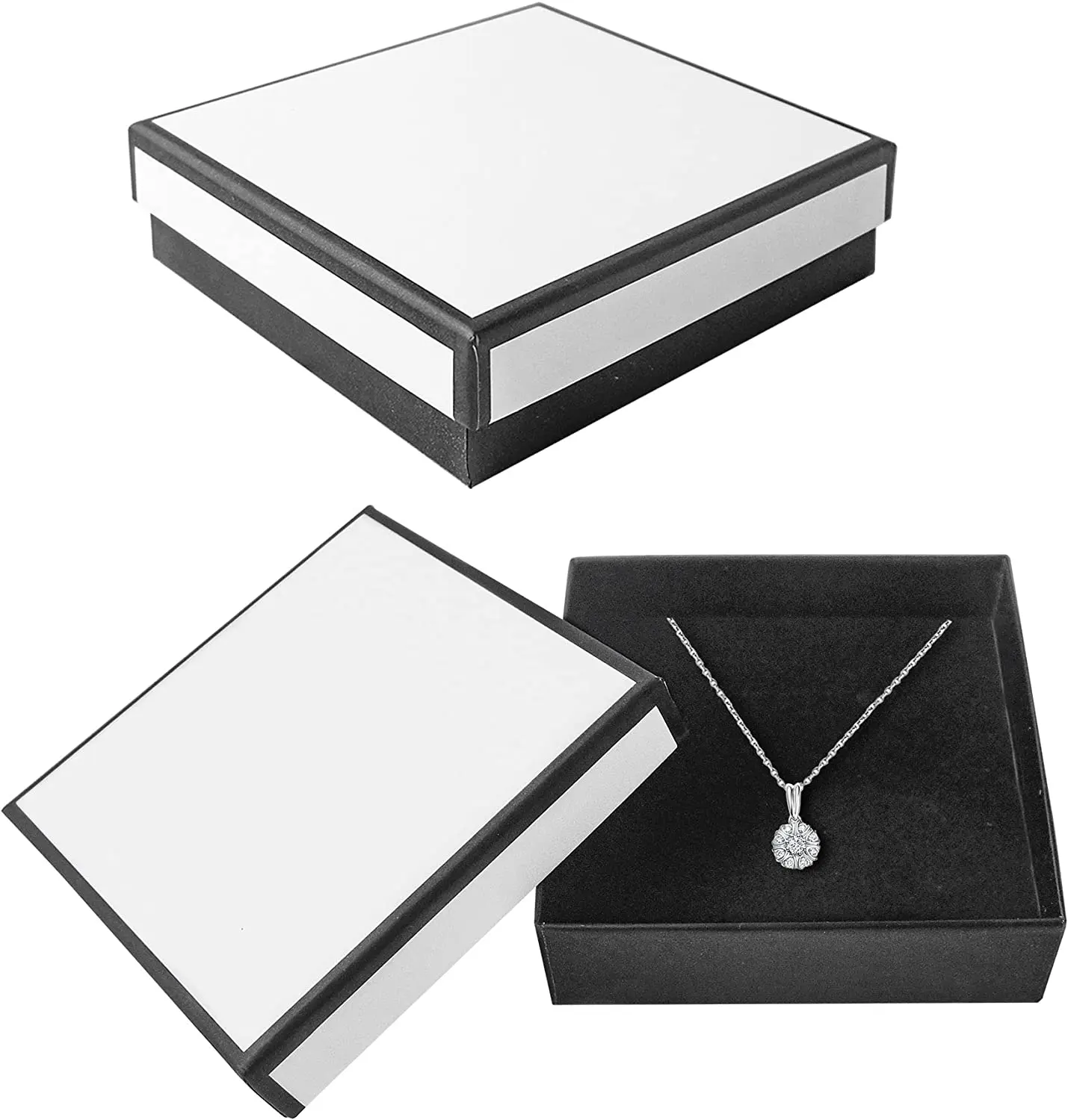Custom Hot Selling Luxo Jóias Embalagem Base e tampa Caixa Colar Pulseira Presente papelão com fita logotipo luxo