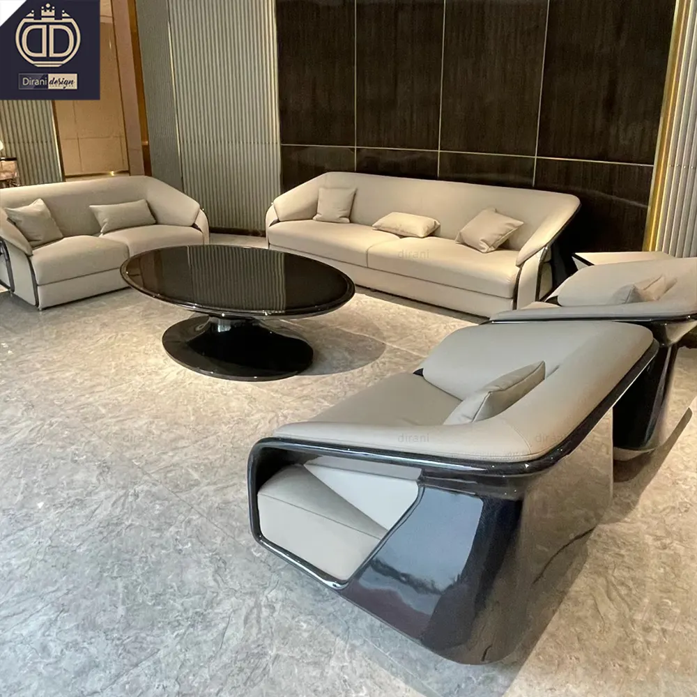 Collezione casa di lusso di fascia alta set soggiorno design unico classico esclusivo divani in fibra di carbonio nero divano
