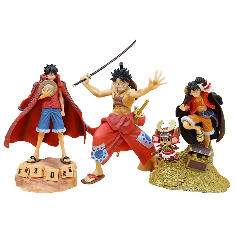 Mercado popular artículo caliente anime japonés personaje de dibujos animados de una pieza 3 colores figura sentada luffy con sofá