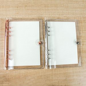 Custom A6 Premium a scacchi trasparente in PVC morbido 6 fori chiusura a bottone a scatto con coperchio ricaricabile per Notebook