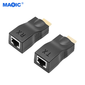 Precio de fábrica 30M HDMI a Cat6 convertidor de red amplificador de señal HDMI a RJ45 adaptador con cable de red único - Product Image 1