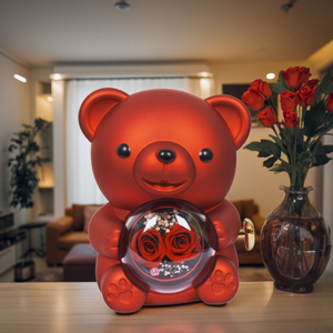 2025 özel iki-ebedi gül çiçekler Teddy Bear kolye kadınlar için isimleri hediye doğum günü sevgililer günü, anneler günü - Product Image 4