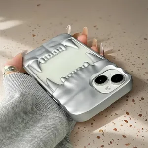 ציפוי 3d שן כלבים חלול dispate חום במקרה של iphone 16 15 14 13 11 פרו מקס פלוס רך כיסוי בחזרה לכסות