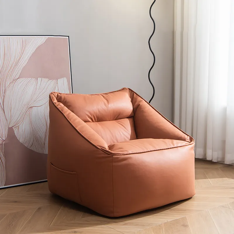 Nuevo sofá impermeable de tela Leathaire Bean Bag Sofá individual Sala de estar Bean Bag Silla de lujo Bean Bag Cover