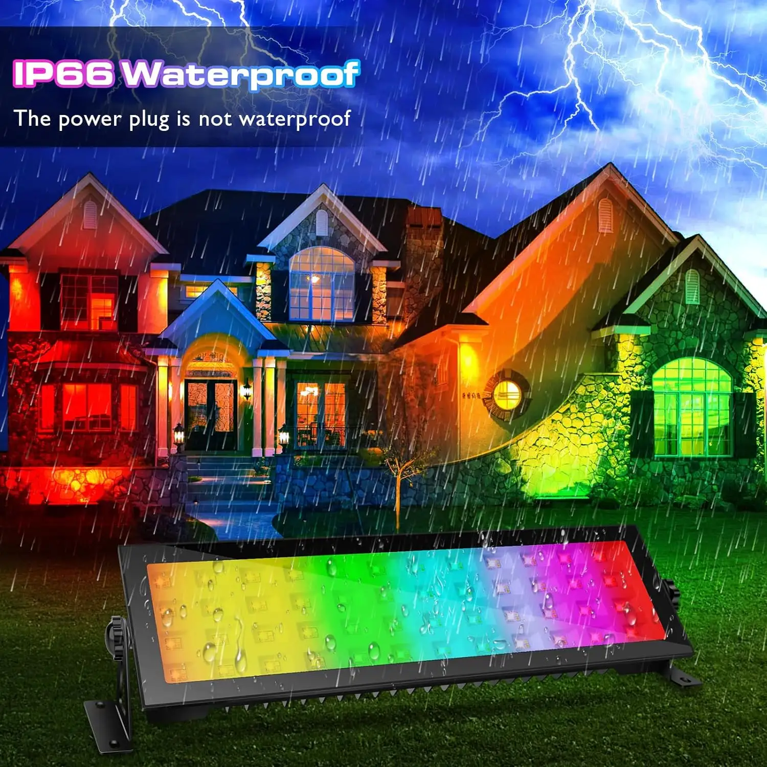 96W IP66 RGB Blanc Froid Blanc Chaud LED Lumière de Lavage Extérieur par APP et Télécommande