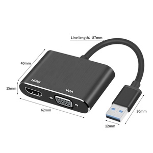 Doonjiey-Adaptador USB 3,0 a HDTV VGA, convertidor de salida Dual 1080p, compatible con salida de sincronización HDTV VGA