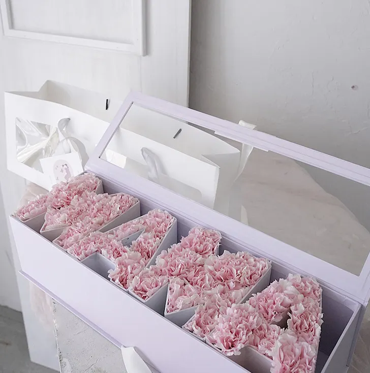 Bonudy-Caja Grande de cartón vacía para madre, jabón Rectangular con flores, regalo de mano para mamá