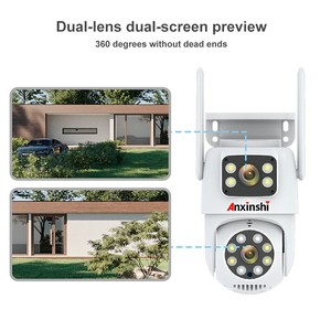 Sistema di telecamere di sicurezza wireless a doppio schermo a 4MPDual lente Wifi Ptz con rete wireless Nvr Kit Kit per telecamere Wifi per la casa - Product Image 5