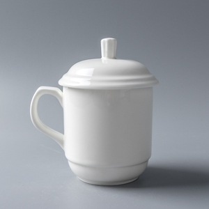Customizable China Ceramic Mug <strong>Set</strong> With <strong>Handle</strong> 400ml Capacity Porcelain Tea <strong>Cups</strong> and Lids Reusable With Custom Logo - Product Image 1