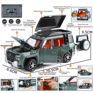 YW U8 SUV 1:24 Metal Diecast <strong>Model</strong> Car Sound &amp; Light Pullback Door Open Decor Toy Collectible for Kids - Product Image 3