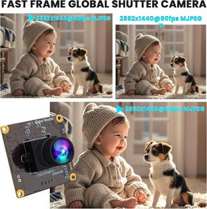 ELP 5MP Global Shutter 50fps Módulo de cámara USB Gran angular Sin distorsión Alta velocidad 60fps Mini PC Cámara web para captura de movimiento - Product Image 3