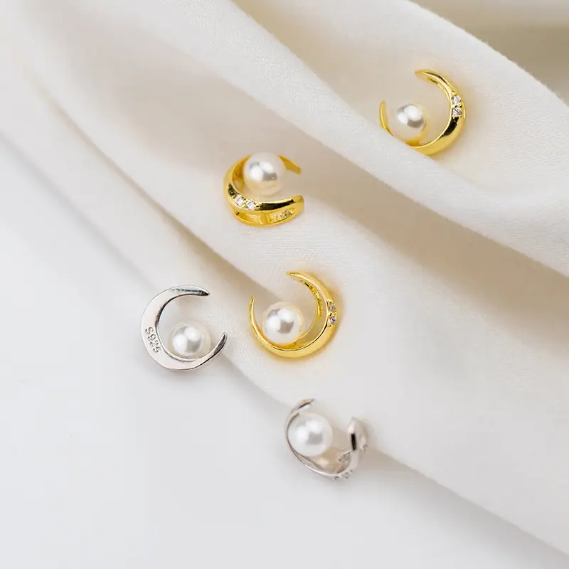 Perle d'eau douce pour femmes, pendentif en argent Sterling 7.5x8.5mm, croissant de lune, nouvelle collection
